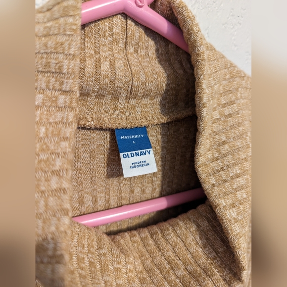 Maternity Cross-Front Rib-Knit Turtleneck Nursing Top - Picture 2 of 5